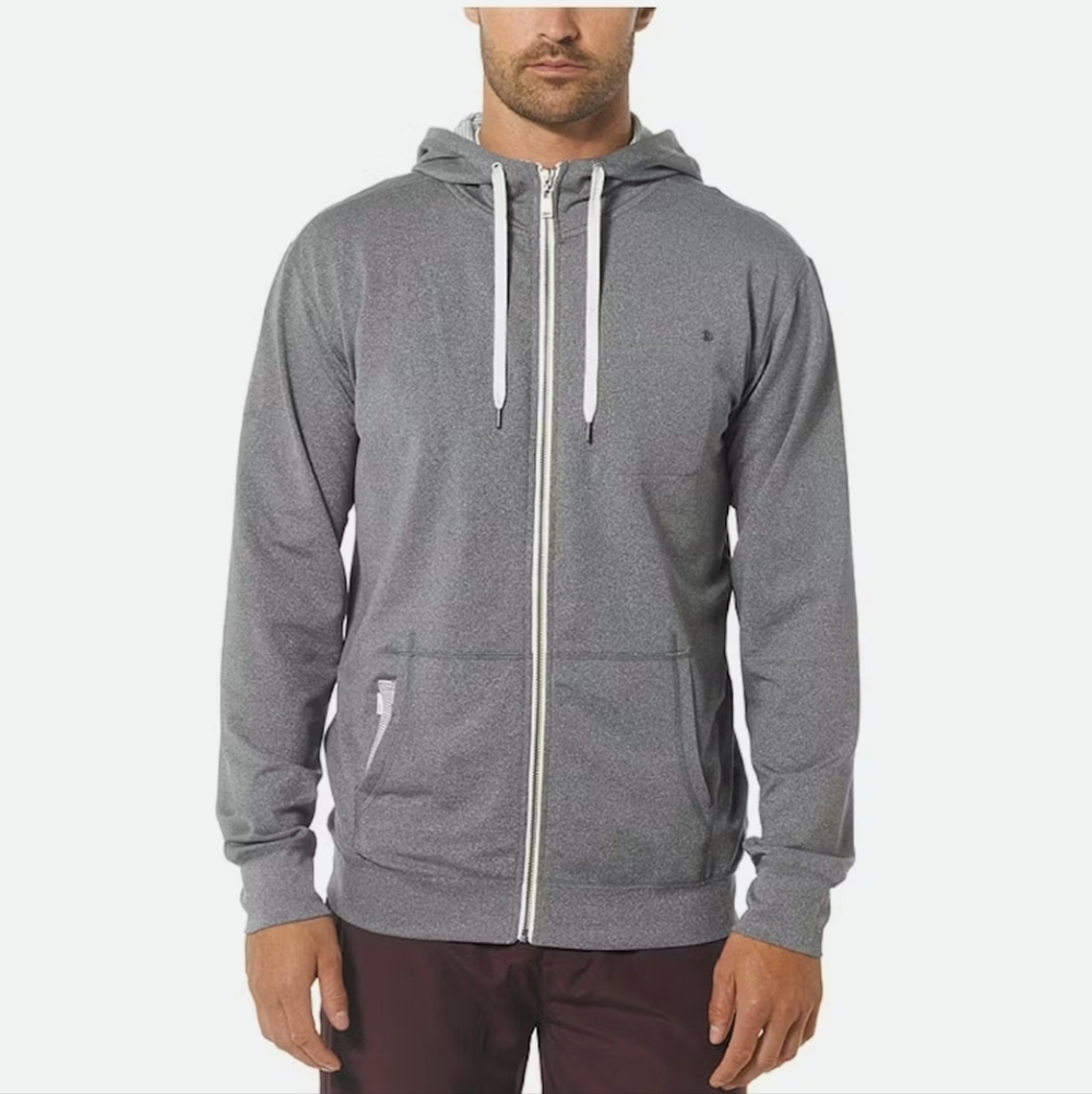 Vuori Movement Hoodie Athletic Full Zip Jacket In Heathered Gray, Size Medium